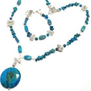Handmade Jewelry Set by Surdigirl - Jewelry Set - Turquoise, Feather Beads